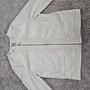 Chico's Jacket Size 1 (8/10) Ivory Cream Waist Length